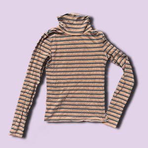 Urban Outfitters Beige and Black Striped Turtleneck Size XS